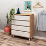 Hanah Home Cómoda Moderna Roble y Blanco con 4 Cajones